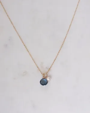 London blue topaz pearl Necklace