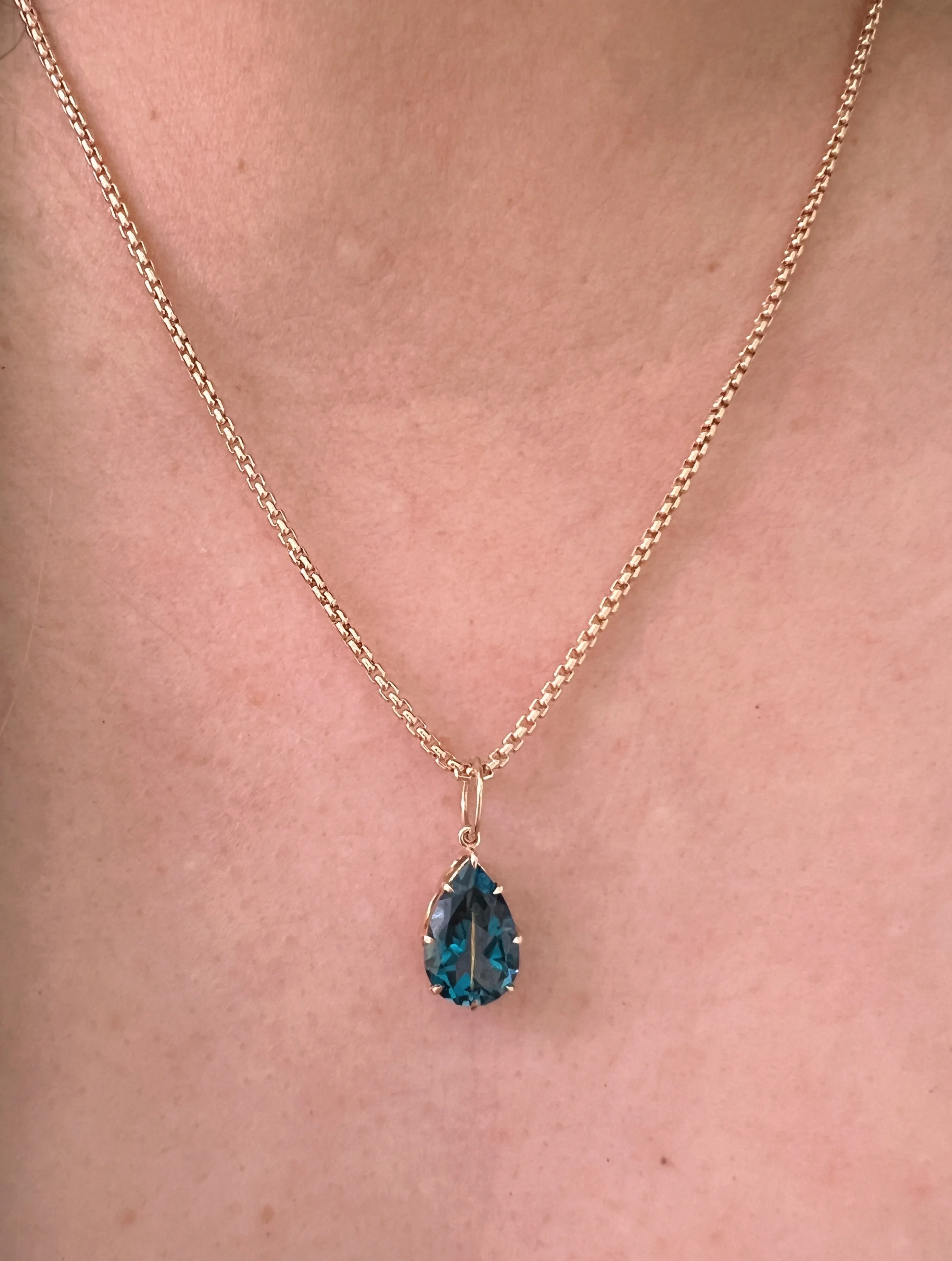 London Blue Topaz Yellow Gold Pendant