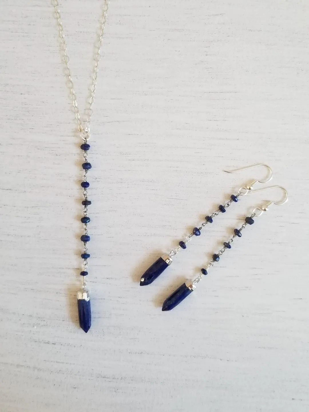 Long Lapis Lazuli Earrings, Beaded Gemstone Earrings