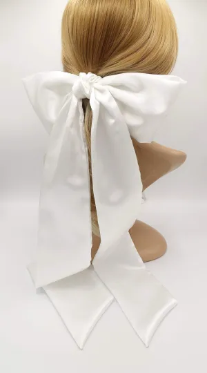 Long tailed satin hair bow bridal hair accessory for women