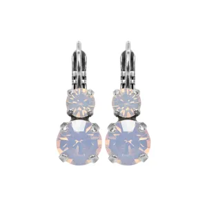 Medium Double Stone Leverback Earrings in "Rose Water Opal" - Antique Silver