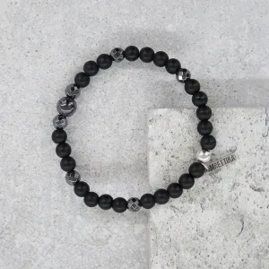 Mens Iron Ire Bracelet in Onyx and Antique Silver