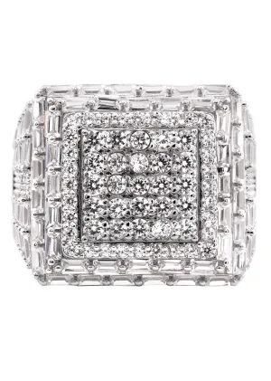 Mens Silver CZ Baguette Ring | Appx 12.2 Grams