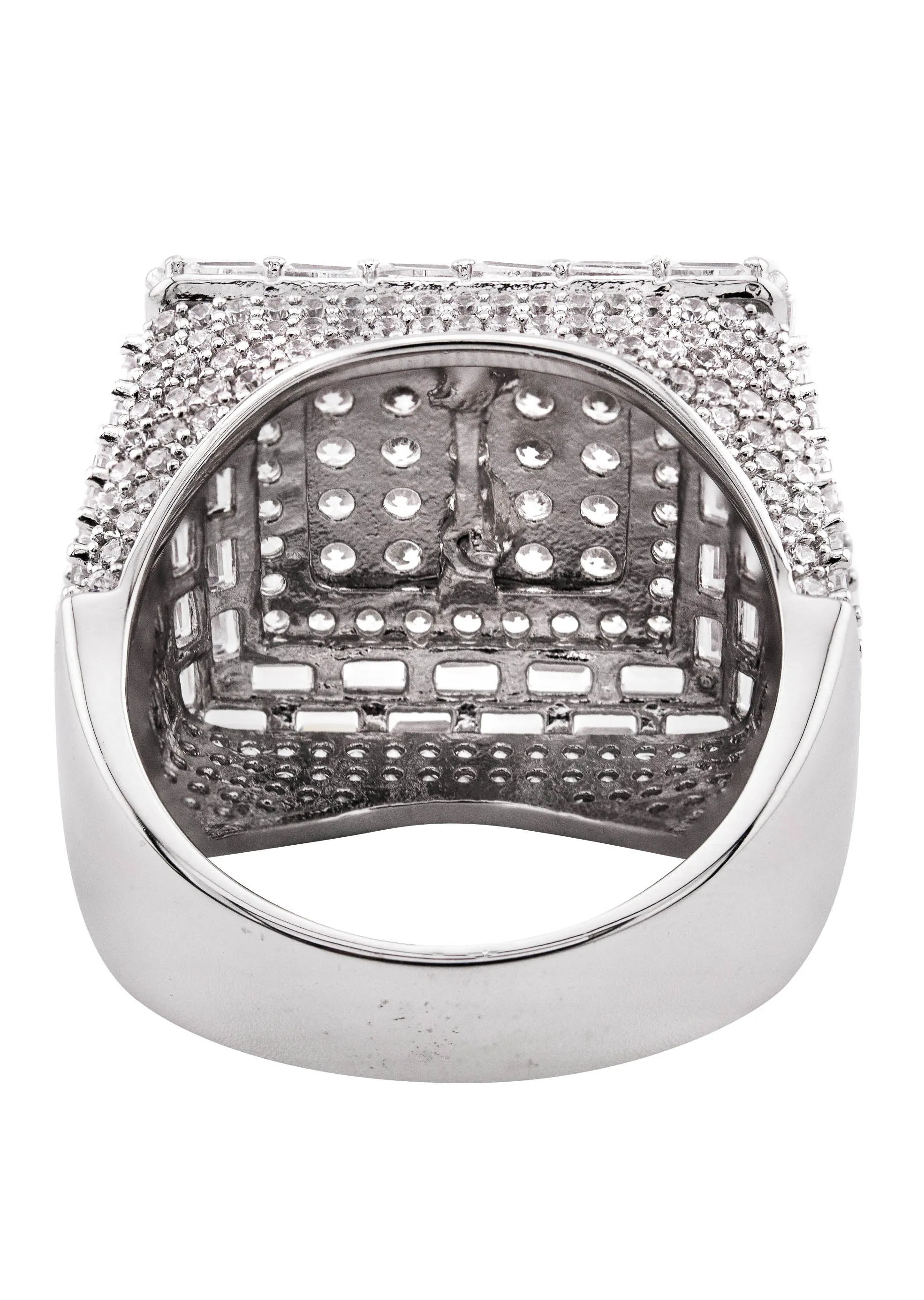 Mens Silver CZ Baguette Ring | Appx 12.2 Grams