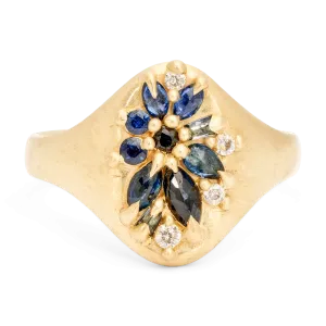 Midnight Lotus Signet Ring - Made to Order