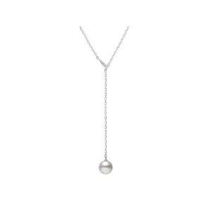 Mikmoto 18K White Gold Diamond and Akoya Pearl Drop Necklace