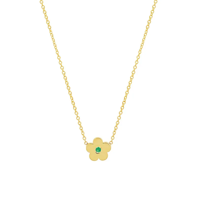 Mini Daisy Necklace with Emerald Center