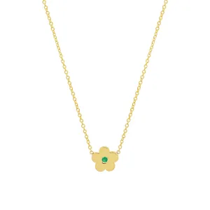 Mini Daisy Necklace with Emerald Center