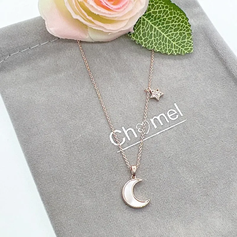 Moon & Star Mother of Pearl Necklace