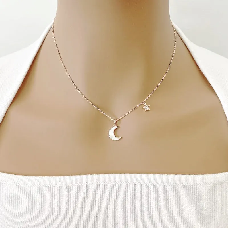 Moon & Star Mother of Pearl Necklace