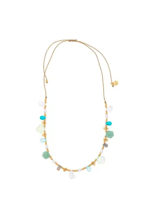 Moonstone, Green Aventurine, Turquoise, Pearl Necklace