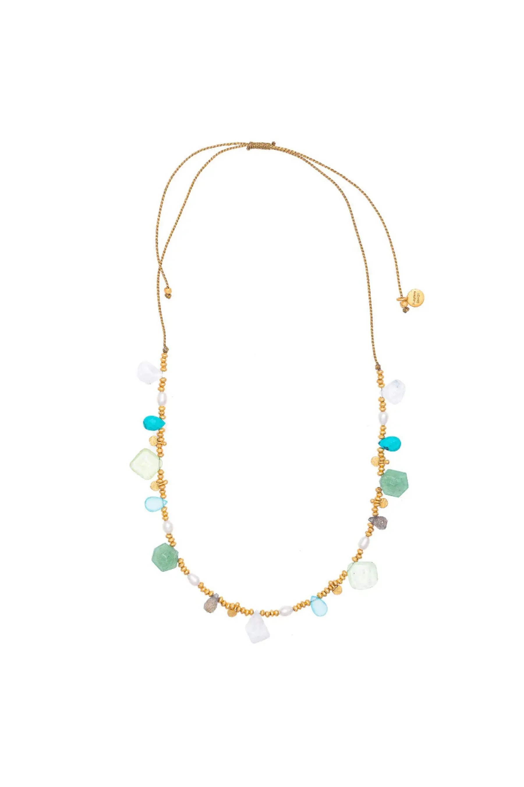 Moonstone, Green Aventurine, Turquoise, Pearl Necklace