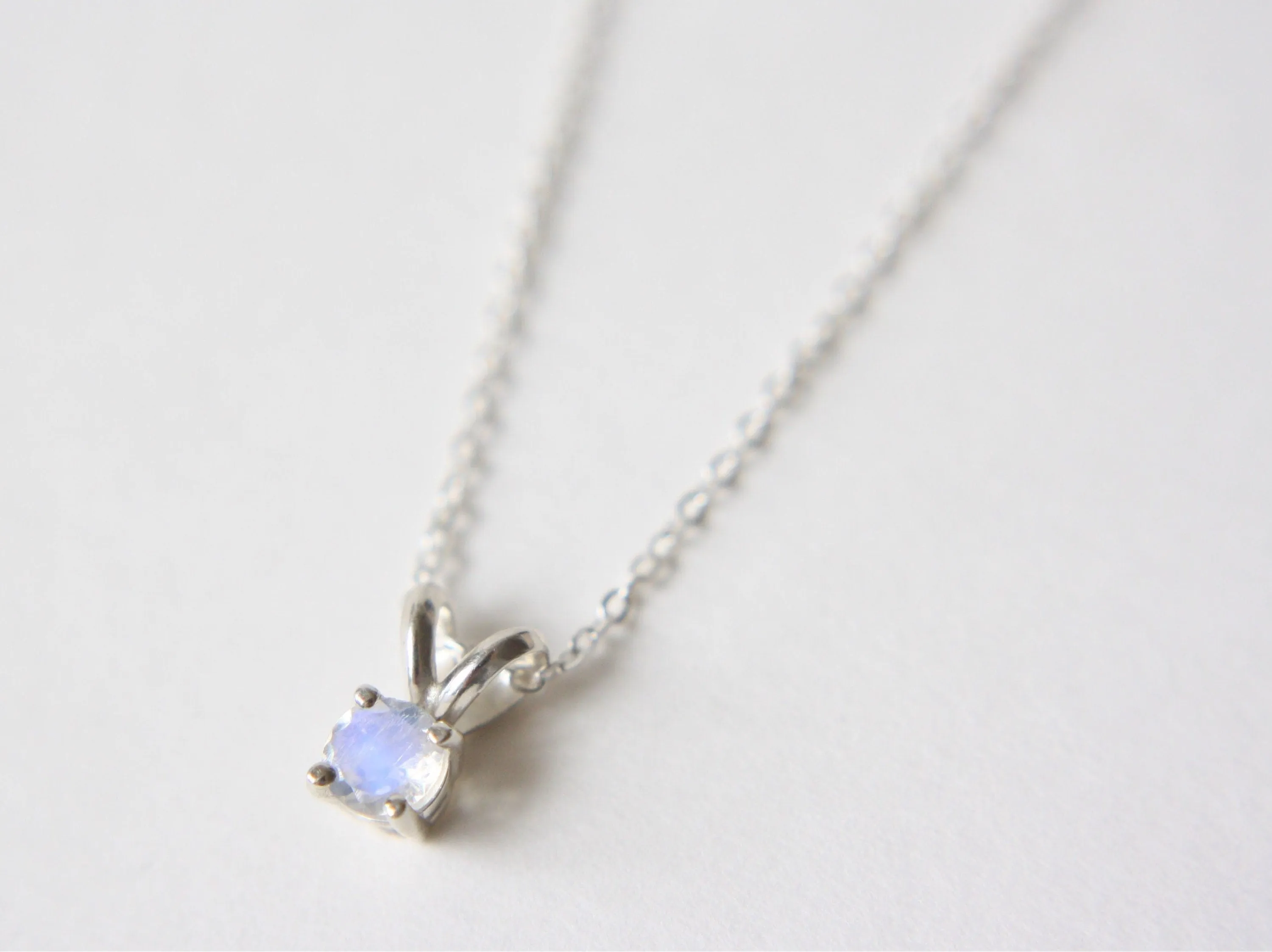 Moonstone Necklace, 4mm Round Faceted
