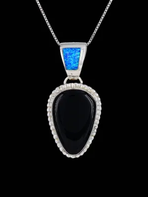 Native American Sterling Silver Black Onyx Pendant