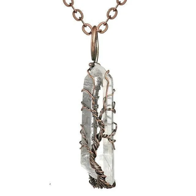 Natural and Rainbow Stone Tree of Life Necklace Crystal Chakra Protection Necklace