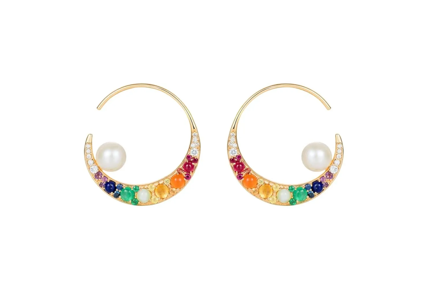 Navratna Moon Earrings Small