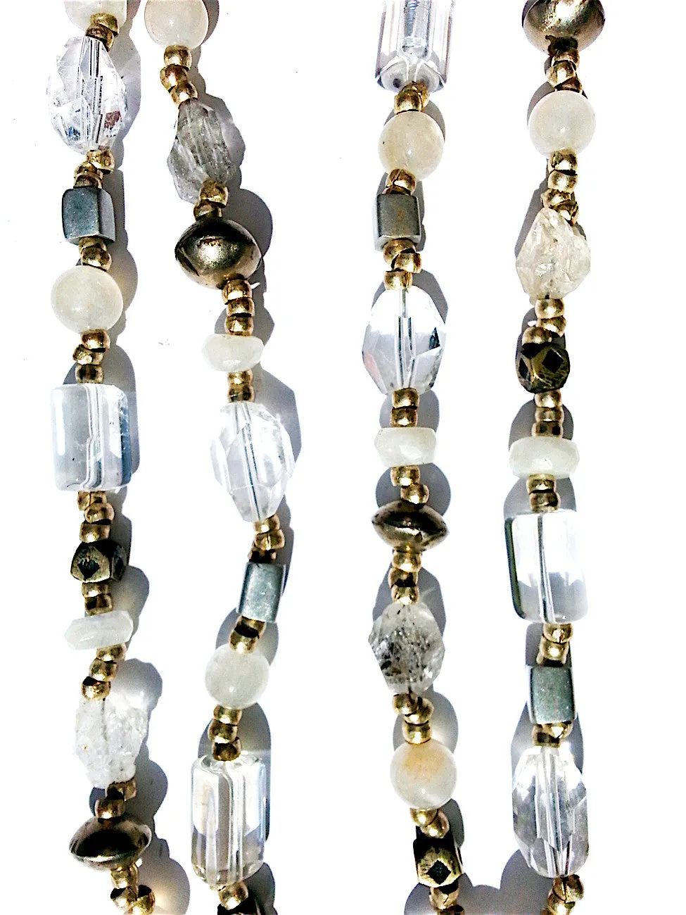 Necklace Faceted Quartz Crystal Moonstone And Sterling Silver