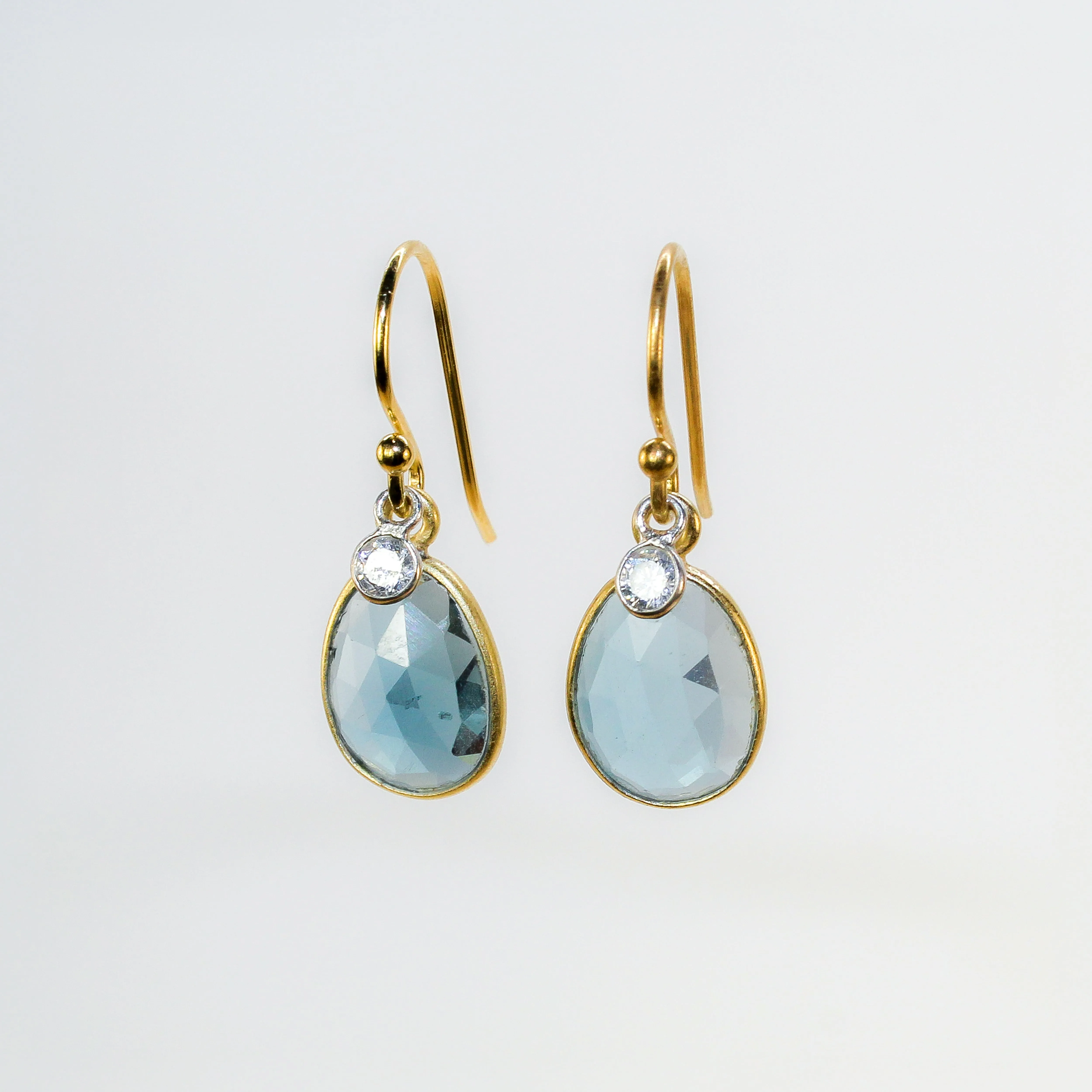 NEW! London Blue Topaz with White Zircon in Vermeil Earrings by Sarah Richardson