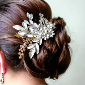 Nuance Flowers Fiesta Handmade Bridal Headpiece in Opal and Soft Gold Tones