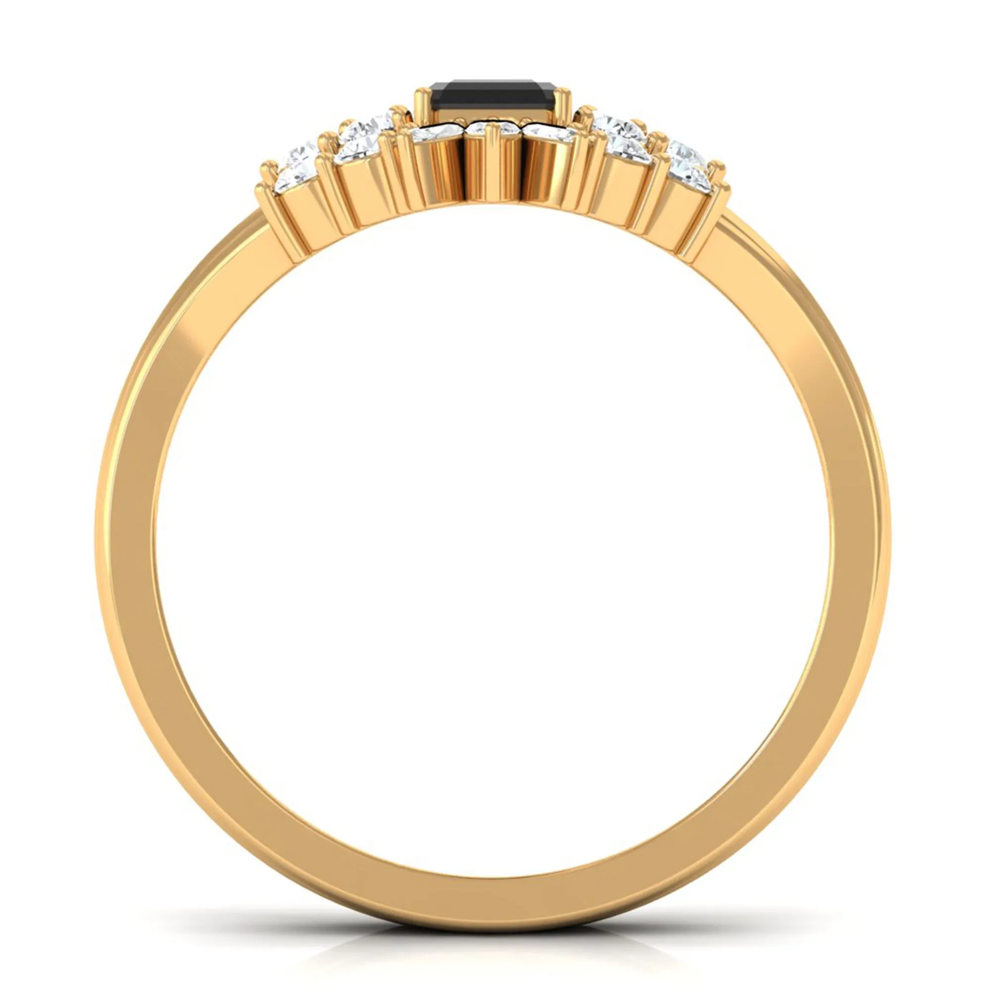 Octagon Black Onyx Solitaire Stackable Ring Set with Diamond