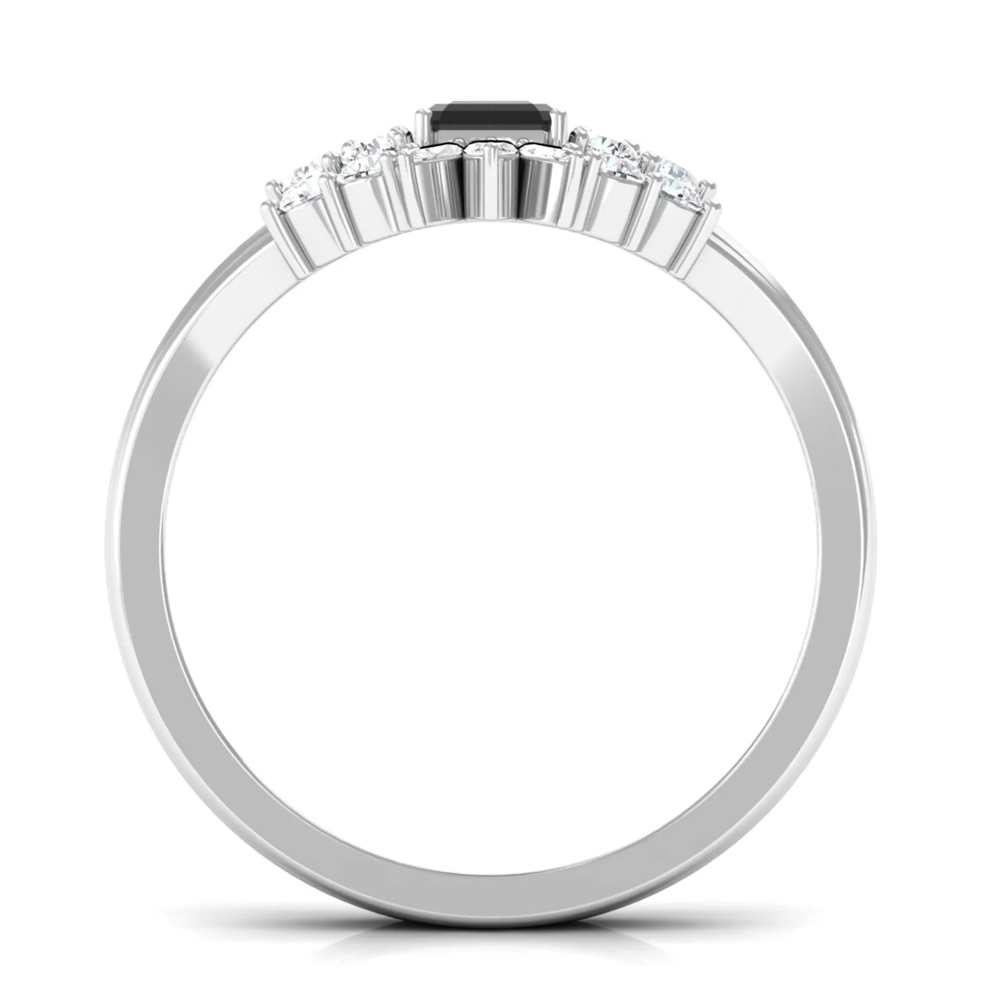 Octagon Black Onyx Solitaire Stackable Ring Set with Diamond