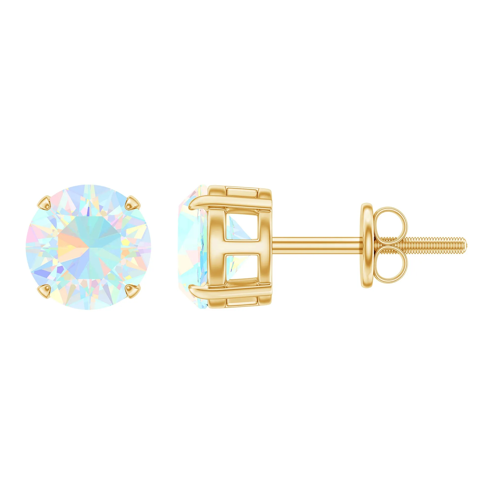 October Birthstone Ethiopian Opal Solitaire Stud Earring