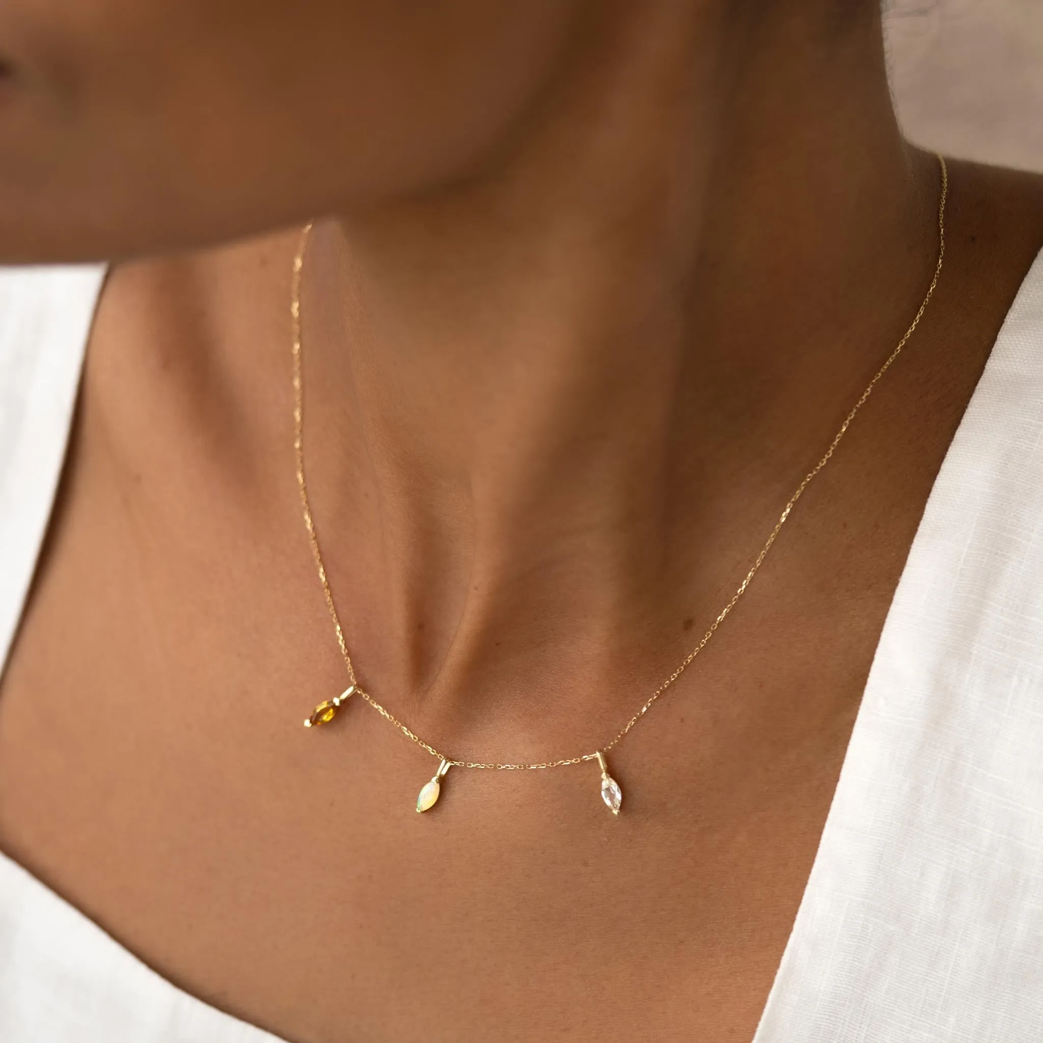 October Birthstone Pendant 14k Gold - Opal