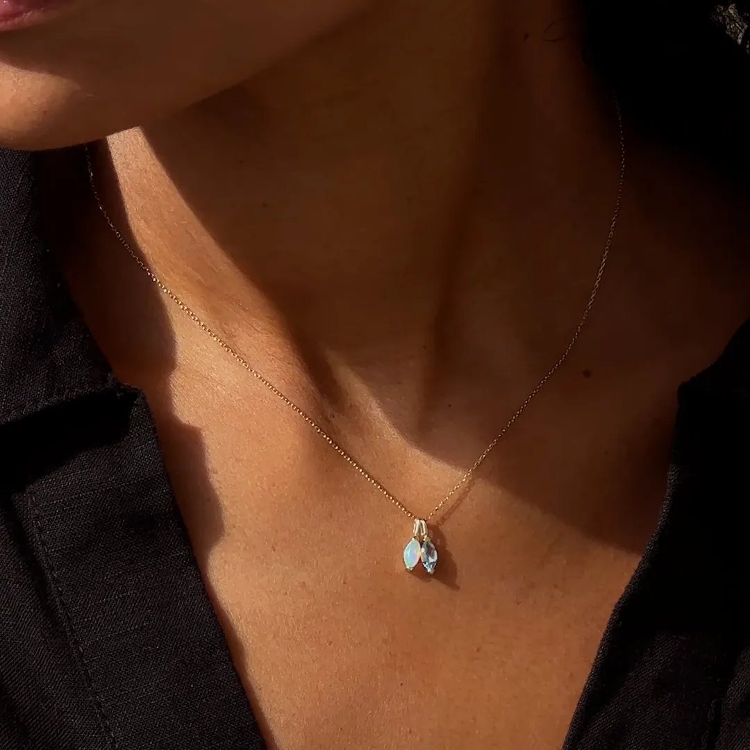 October Birthstone Pendant 14k Gold - Opal