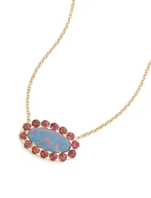 Opal, 18K Yellow Gold, Pink Tourmaline   Diamond Necklace