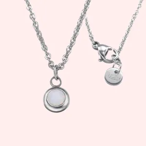 Opal Bezel Set Hypoallergenic Necklace - October
