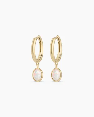 Opal Oval Charm Huggies