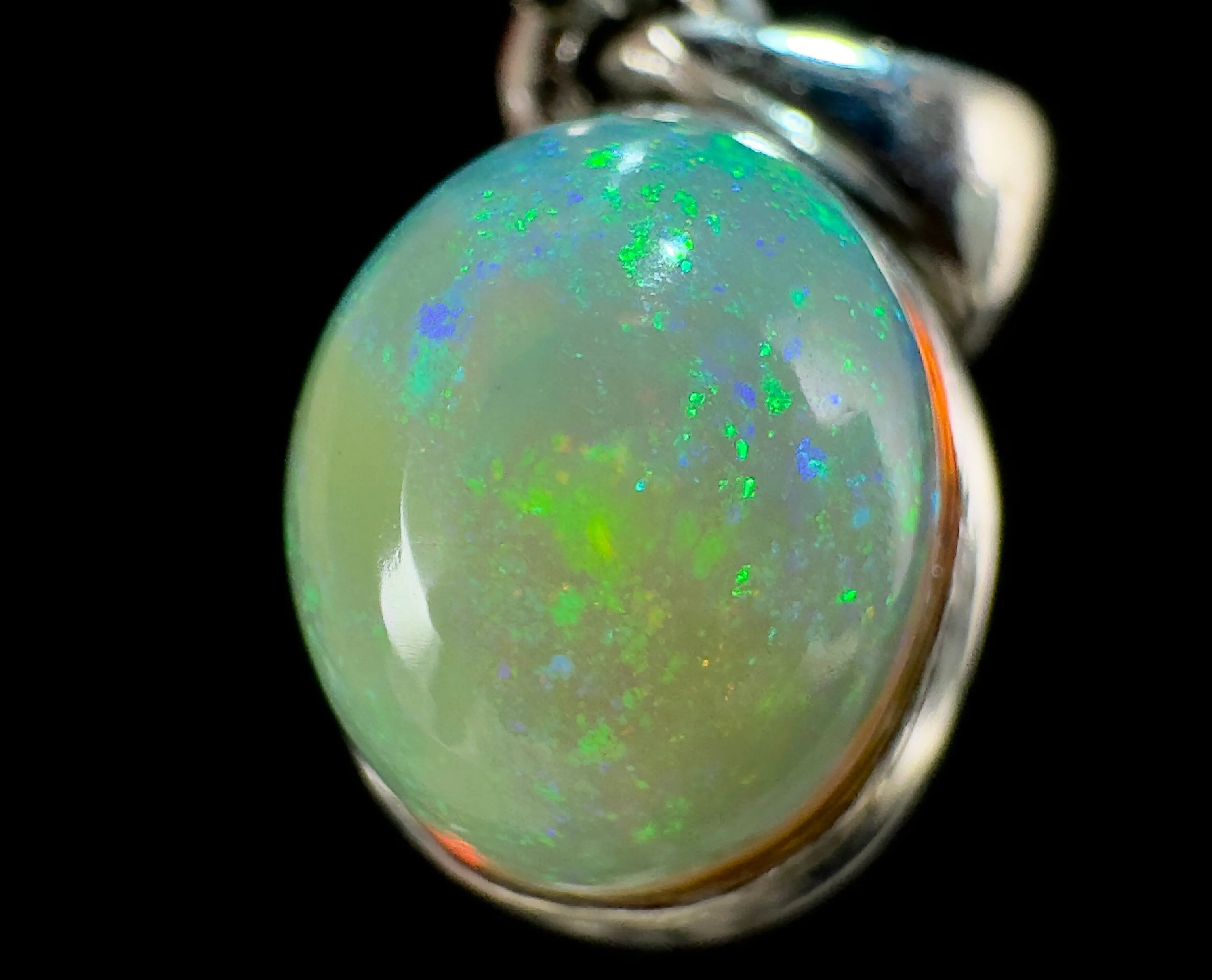OPAL Pendant - Pinfire, Sterling Silver - Birthstone Jewelry, Opal Cabochon Necklace, Welo Opal, 54382