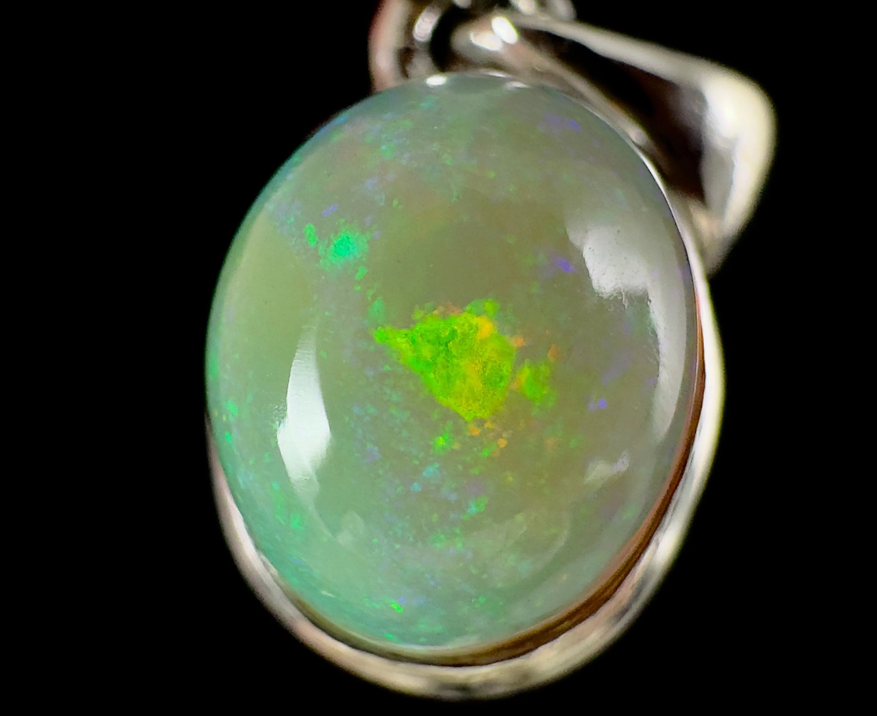 OPAL Pendant - Pinfire, Sterling Silver - Birthstone Jewelry, Opal Cabochon Necklace, Welo Opal, 54382