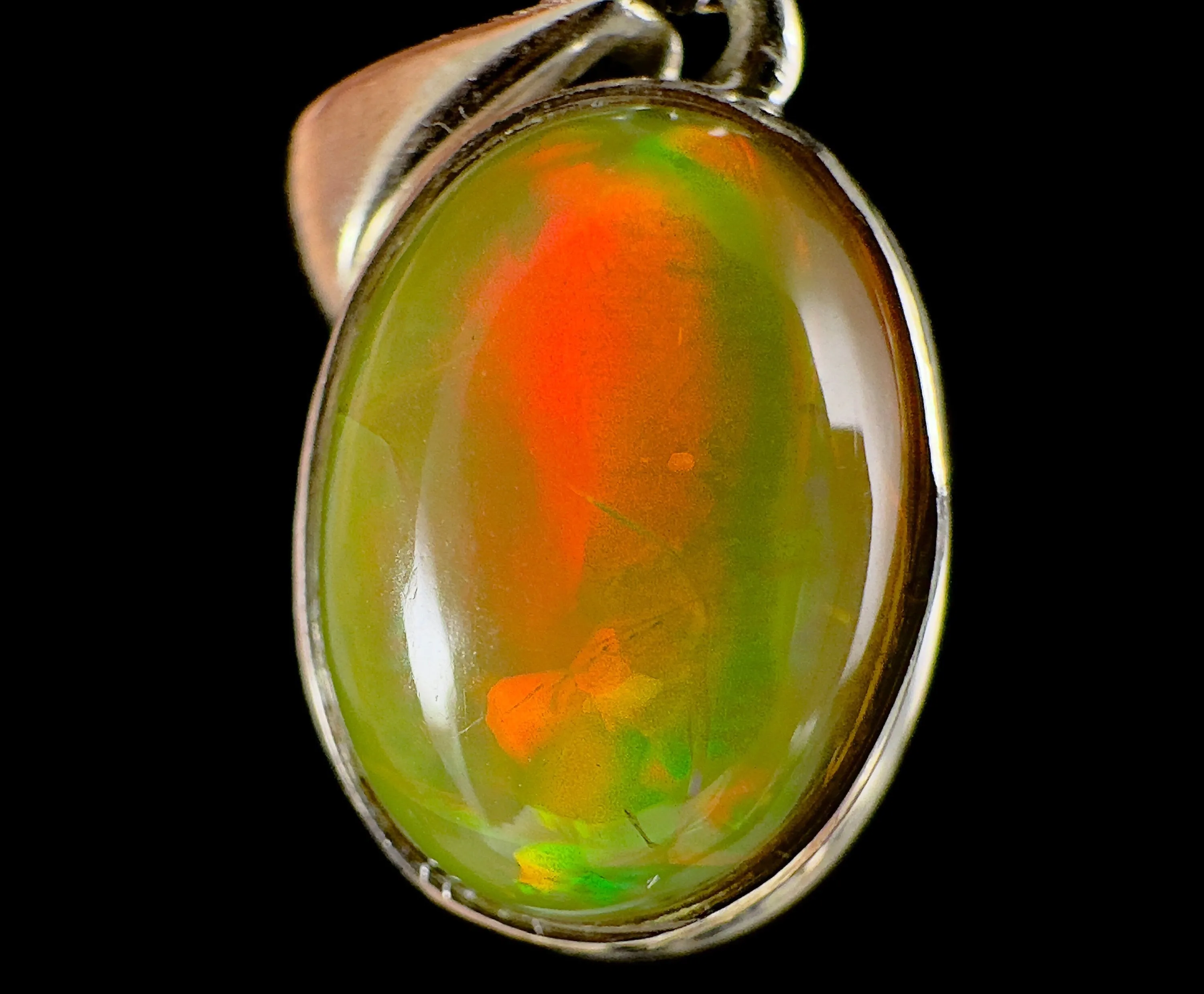 OPAL Pendant - Sterling Silver - Birthstone Jewelry, Opal Cabochon Necklace, Welo Opal, 54387