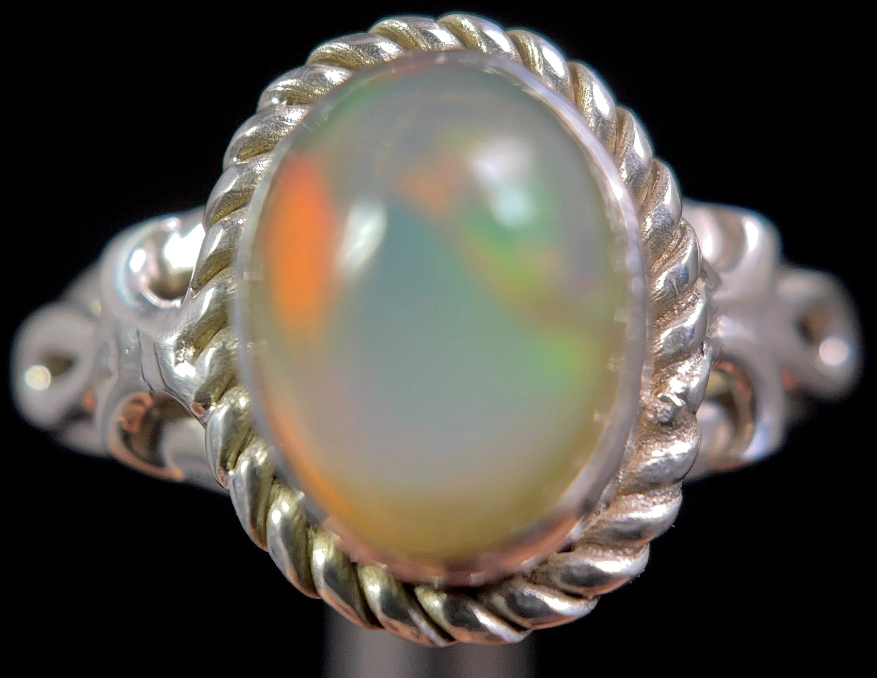 OPAL RING - Sterling Silver, Size 6 - Ethiopian Opal Rings for Women, Bridal Jewelry, Welo Opal, 49227