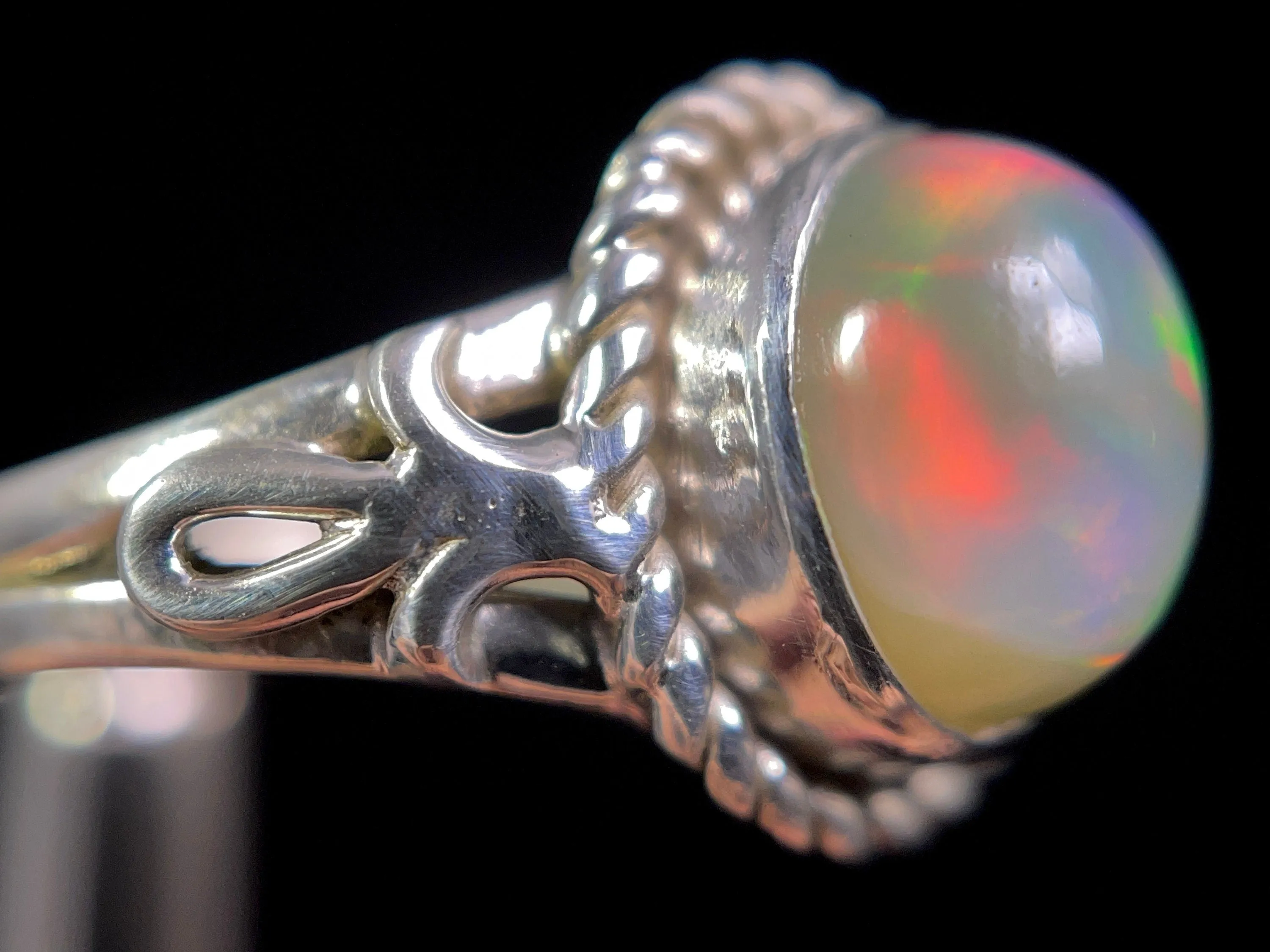 OPAL RING - Sterling Silver, Size 6 - Ethiopian Opal Rings for Women, Bridal Jewelry, Welo Opal, 49227