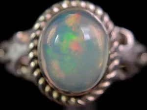 OPAL RING - Sterling Silver, Size 8.5 - Ethiopian Opal Rings for Women, Bridal Jewelry, Welo Opal, 49186