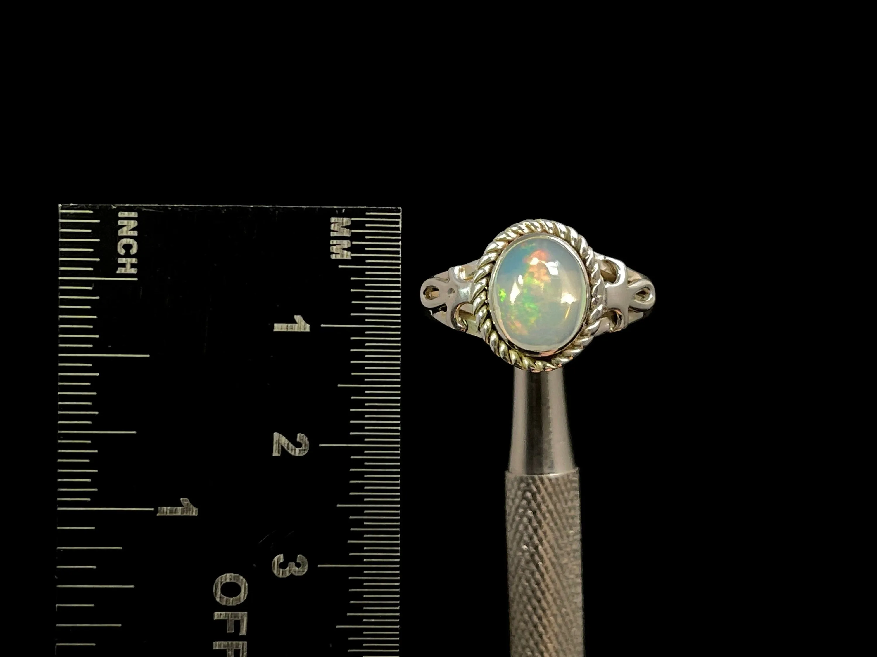 OPAL RING - Sterling Silver, Size 8.5 - Ethiopian Opal Rings for Women, Bridal Jewelry, Welo Opal, 49186