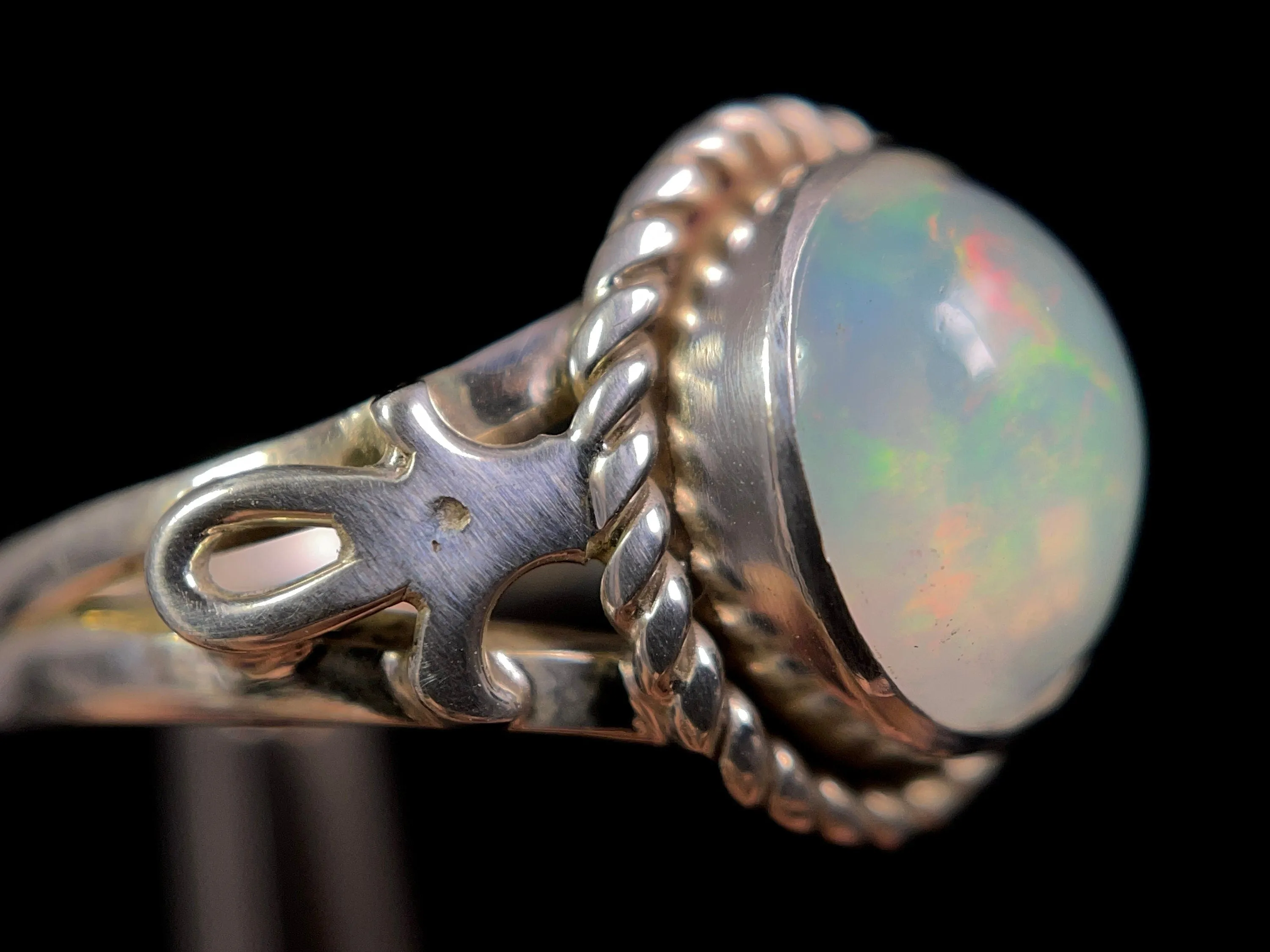 OPAL RING - Sterling Silver, Size 8.5 - Ethiopian Opal Rings for Women, Bridal Jewelry, Welo Opal, 49186