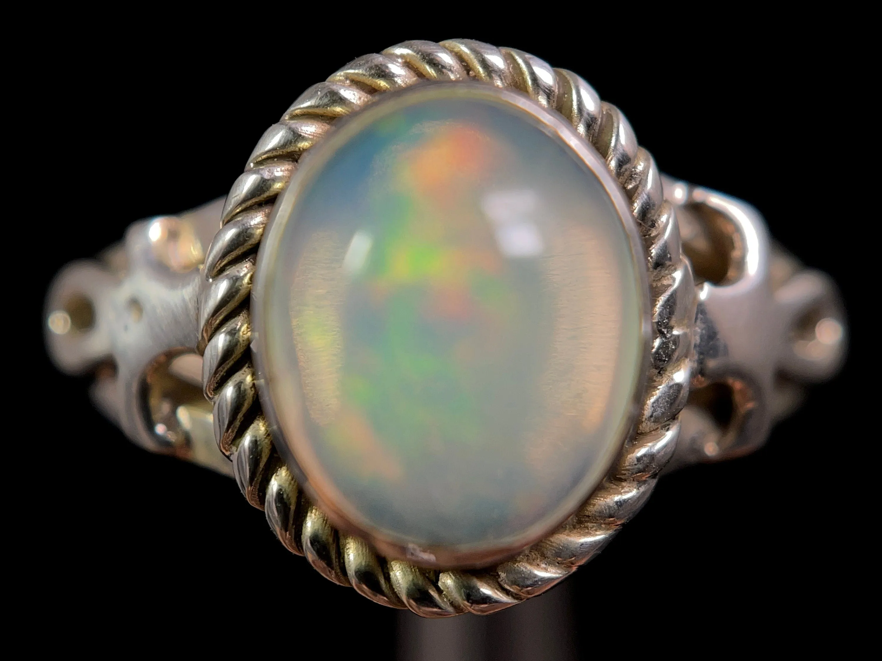 OPAL RING - Sterling Silver, Size 8.5 - Ethiopian Opal Rings for Women, Bridal Jewelry, Welo Opal, 49186