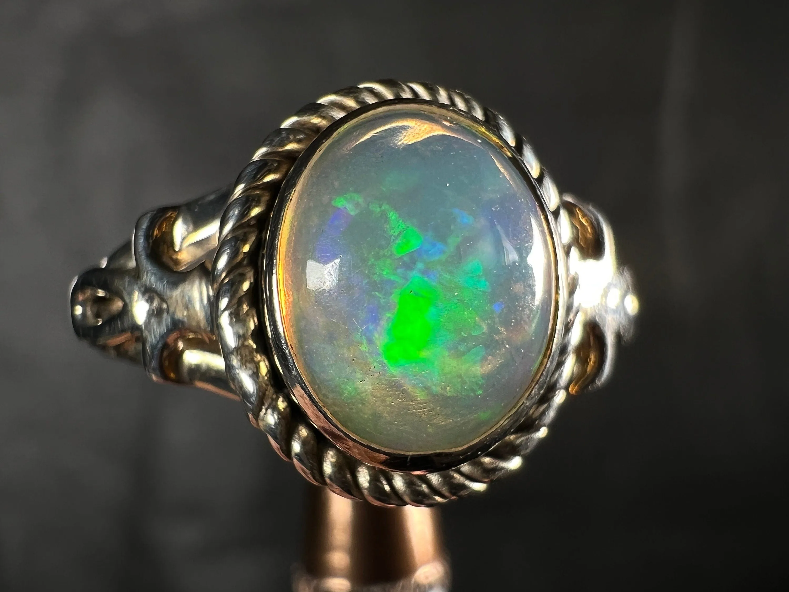 OPAL RING - Sterling Silver, Size 9.5 - Ethiopian Opal Rings for Women, Bridal Jewelry, Welo Opal, 51777