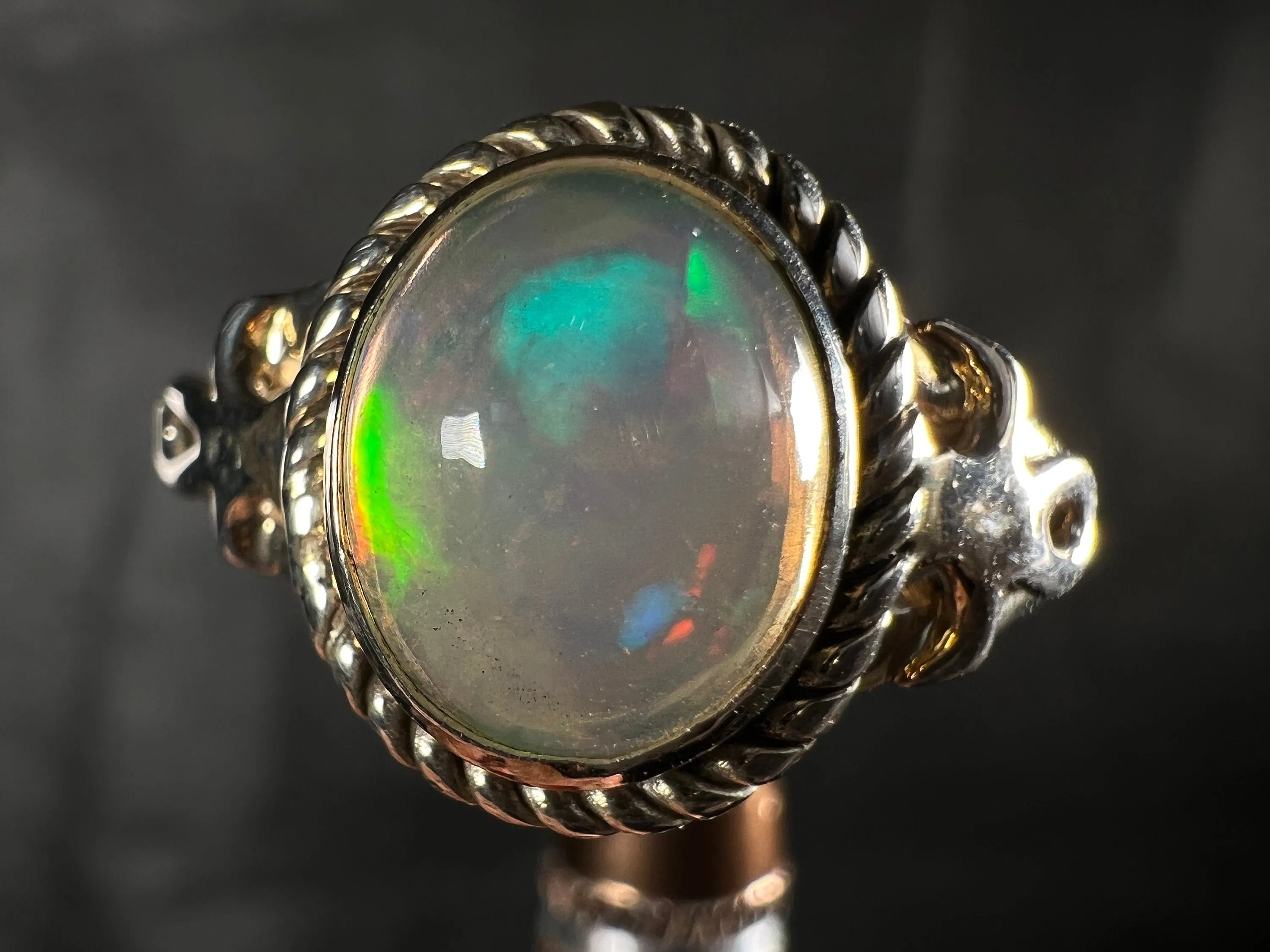 OPAL RING - Sterling Silver, Size 9.5 - Ethiopian Opal Rings for Women, Bridal Jewelry, Welo Opal, 51777