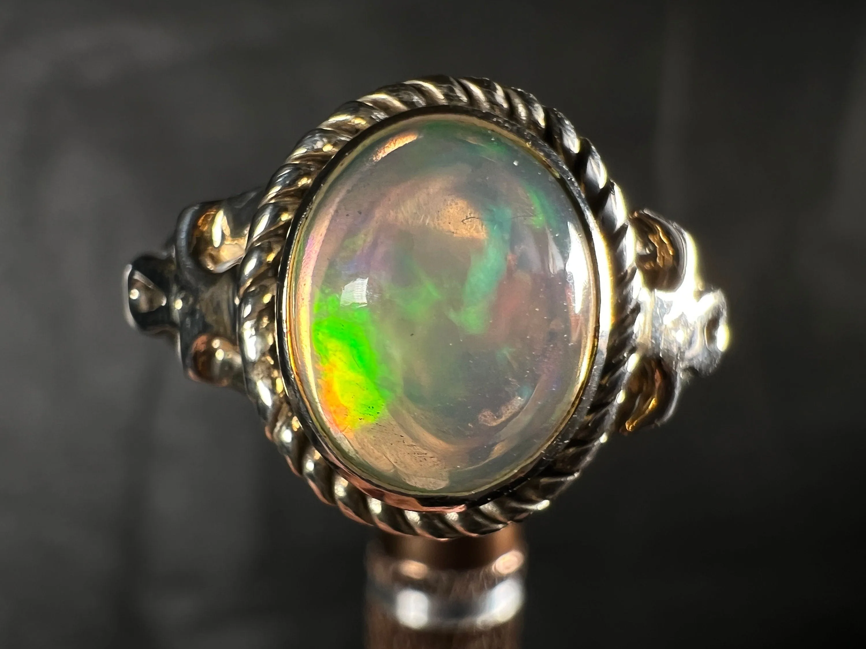 OPAL RING - Sterling Silver, Size 9.5 - Ethiopian Opal Rings for Women, Bridal Jewelry, Welo Opal, 51777