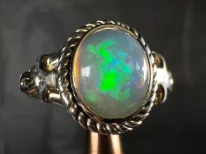 OPAL RING - Sterling Silver, Size 9.5 - Ethiopian Opal Rings for Women, Bridal Jewelry, Welo Opal, 51777