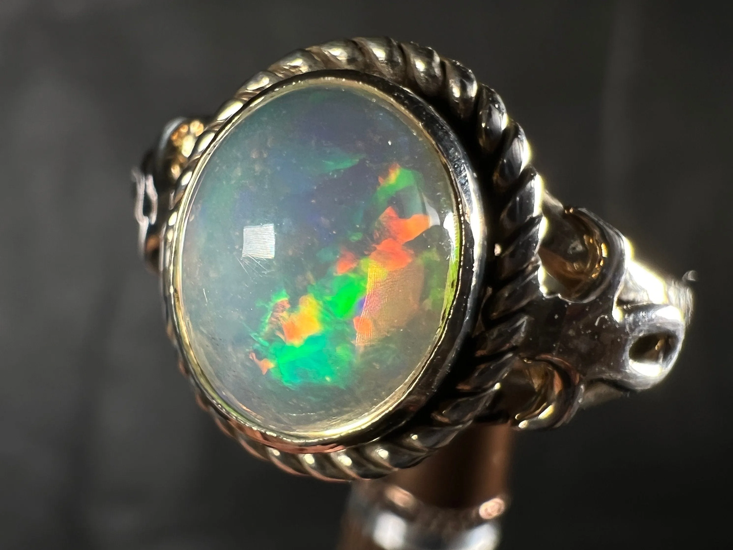 OPAL RING - Sterling Silver, Size 9.5 - Ethiopian Opal Rings for Women, Bridal Jewelry, Welo Opal, 51777