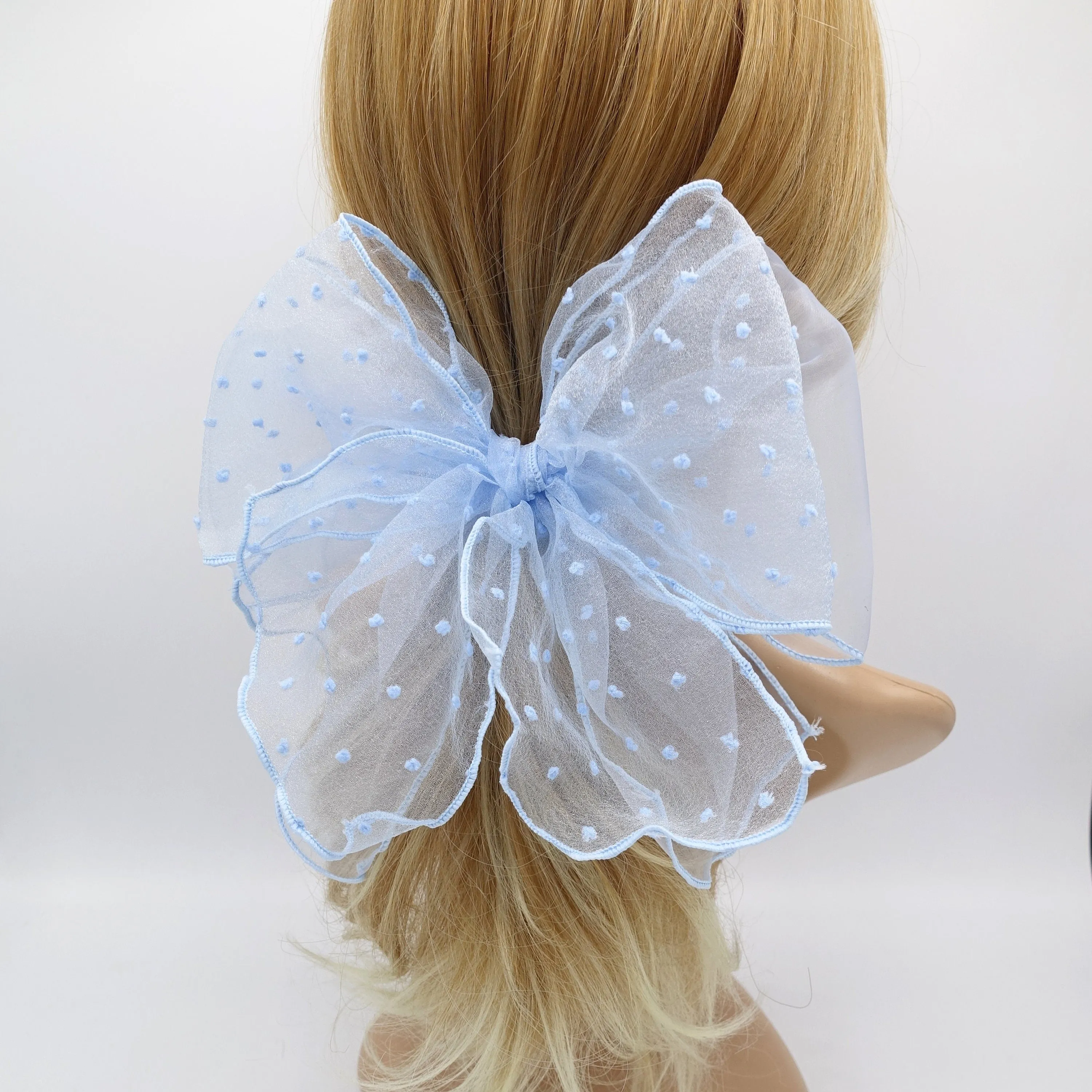 organza hair bow, dot hair bow ,oversized hair bows for girls