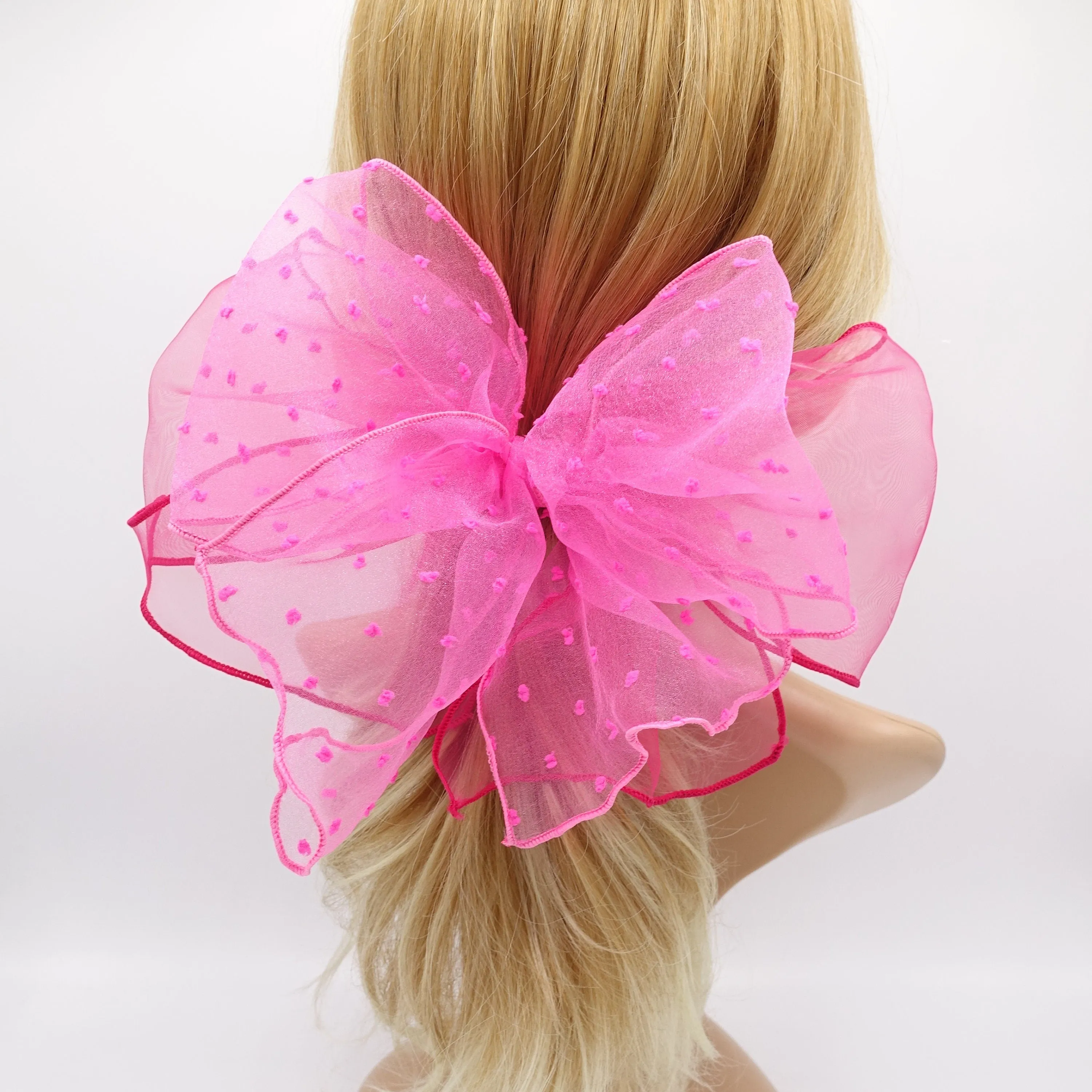 organza hair bow, dot hair bow ,oversized hair bows for girls