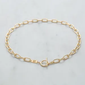 Oval Chain Choker with T-Bar Clasp - Gold - SPCKGB155