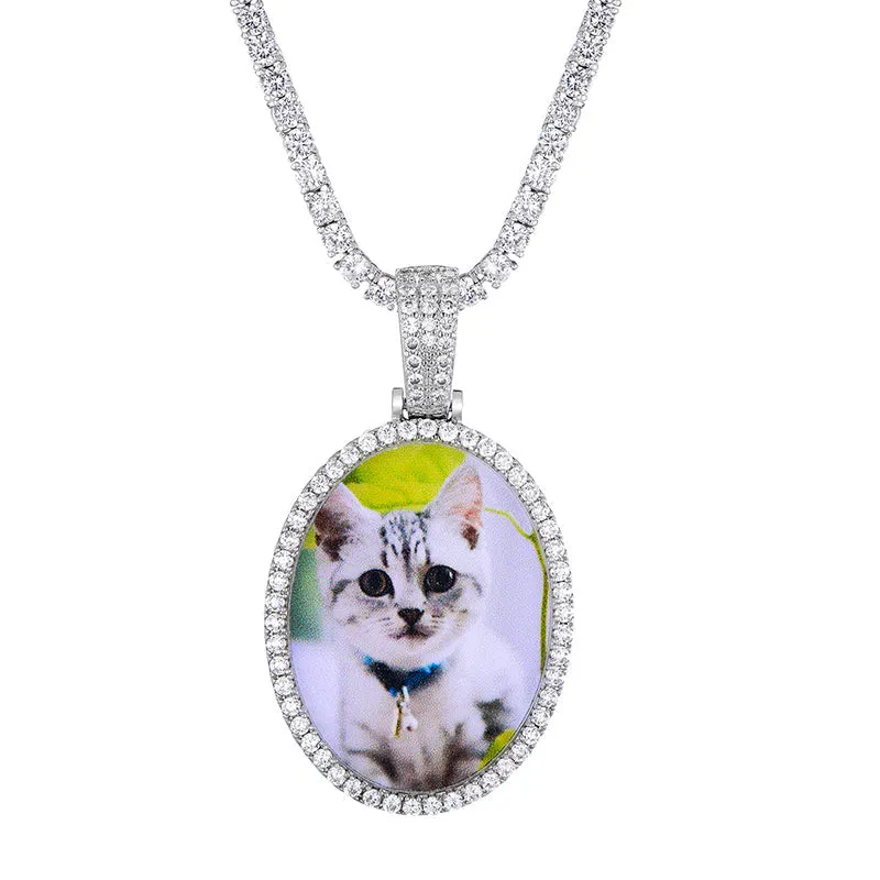 Oval Photo Locket Necklace-Picture Locket Necklace