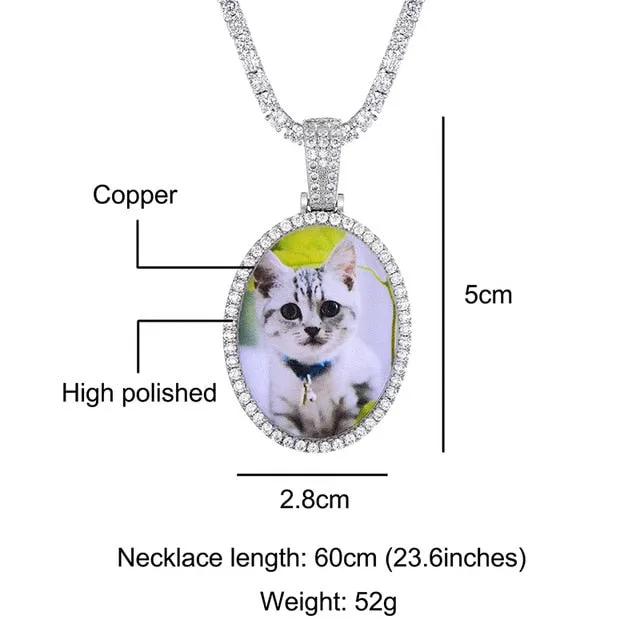 Oval Photo Locket Necklace-Picture Locket Necklace